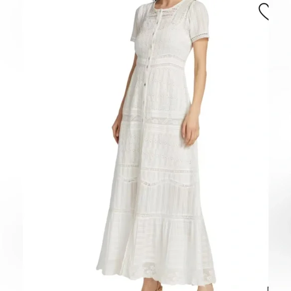 NWT $595 LoveShackFancy Medina Victorian Maxi White Lace Dress 2PC Size 2 - Picture 4 of 14